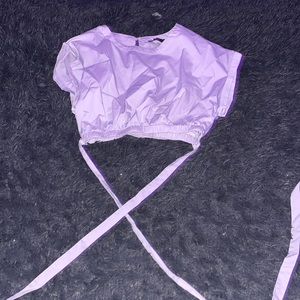 Purple lightly used wrap around crop top from forever 21